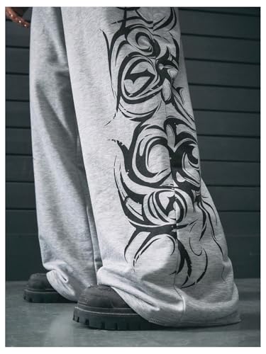 Men's Baggy Sweatpants Graphic Drawstring Waist Wide Leg Sweatpants Athletic Pants Joggers Trendy4