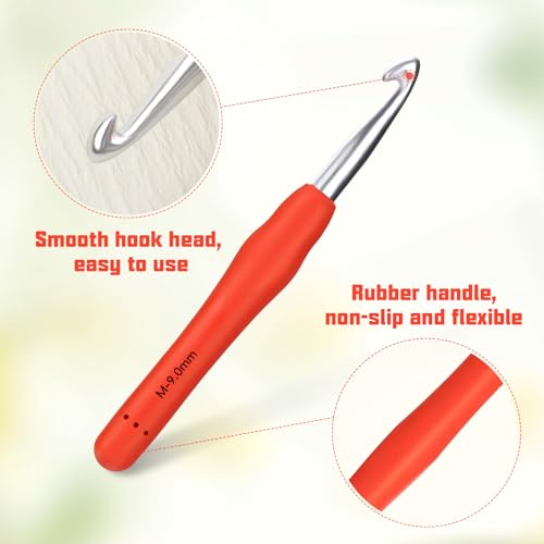 Image of Crochet Hook, 9.0 mm Ergonomic Crochet Hook, Crochet Needles for Arthritic Hands, Knitting Needles with Soft Handle Beginners and Experienced Hobbyists (9.0 mm)