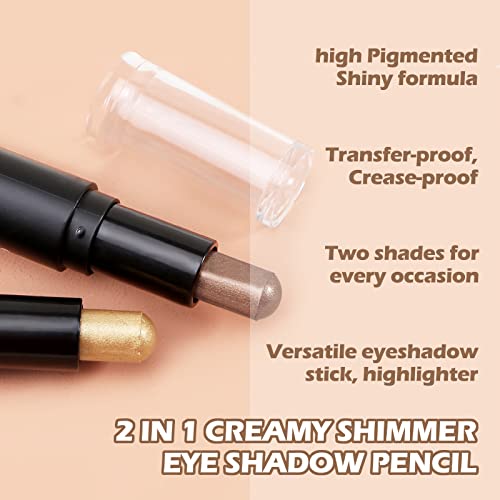 Boobeen Eyeshadow Stick For Eyes, Metallic Cream Eye Shadow Pencil Crayon, Glitter Eye Brightener Stick, Multi Function Eyeshadow Highlighter, Long Wear #TOP3