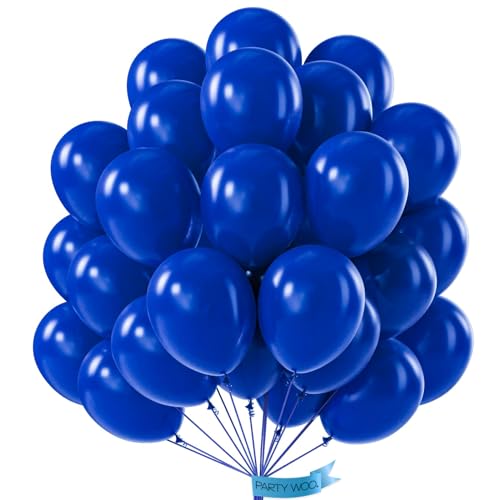 Image of PartyWoo Royal Blue Balloons 50pcs Dark Blue Latex Helium Balloons 12 Inch