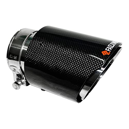 Faizjunben Carbon Fiber Exhaust Tips, 2.9" Inlet, 4" Tailpipes Outlet, Mirror-Polished Gloss Black #TOP3