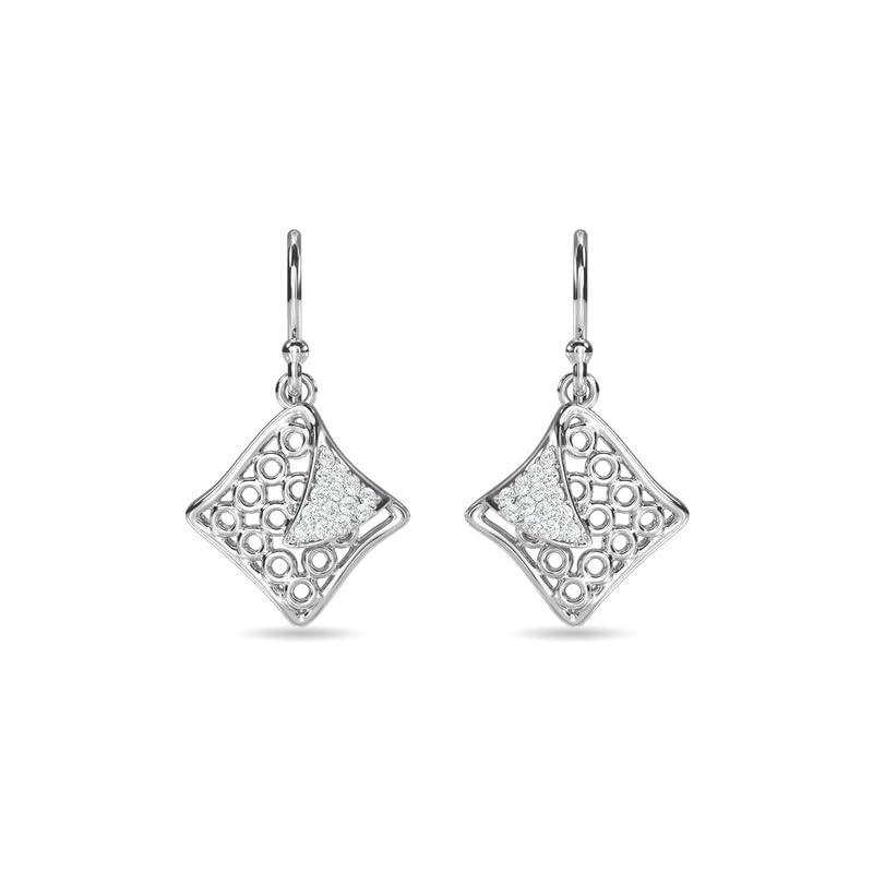 Image of KISNA JEWELS 18K BIS Hallmark Pure White Gold & SI Real Diamond Drop Earrings For Women with Earwire clouser