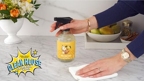 Caldrea Multi-surface Countertop Spray Cleaner, made with birch bark, cardamom seed essential oil, vegetable protein extract, Vanilla Quince Santal scent, 16 oz - Thumbnail 4