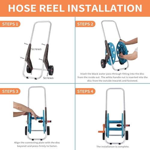Slerft Garden Hose Reel Cart With Wheels-Outdoor Water Hose Reel,Holds 80 Feet Of 3/4 Inch thumb #6