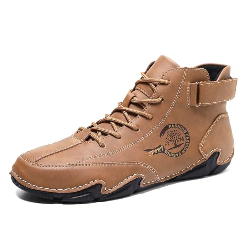 Zapatillas Deportivas Hombre Casual Exterior Cuero Comodas Tobillo Botas Informales (Brown, 40) #3777