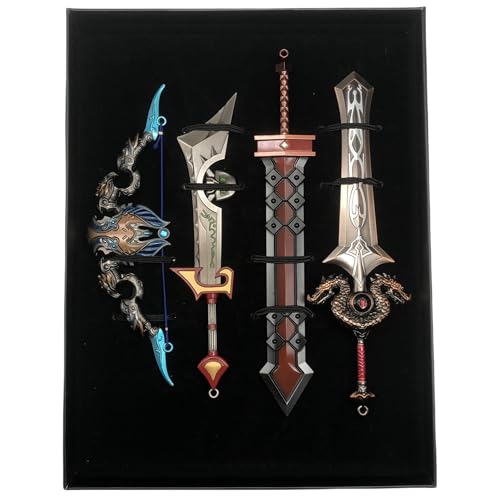 Wow Weapon 4 in 1 Pack Archimonde Blade Brotherhood Greatsword Stars Fury Ashbringer Metal Game Sword Collectible Desktop Decoration Keychain BJDs