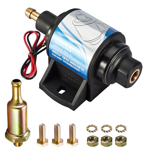 Pindex Universal Electric Fuel Pump Gasoline Petrol Self-Priming Pump For Car Truck Boat Generators (Super 12S 35GPH 5-9PSI)