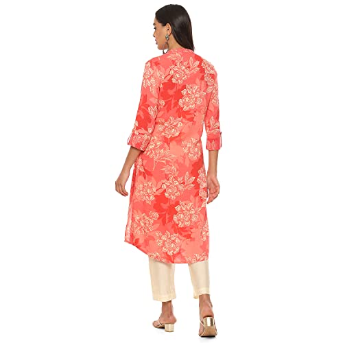 Image of BIBA Women Rayon Regular Fit Liva Straight Printed Kurta