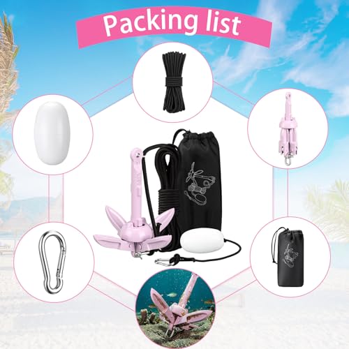 Image of MorningRo 1 Pack 1.5 /3.5 lb Marine Kayak Anchor Kit with 40ft Rope and Buoy Folding Grapnel Boat Anchor Kit Kayak Fishing Accessories for Small Boats, Canoe, SUP Paddle Boards