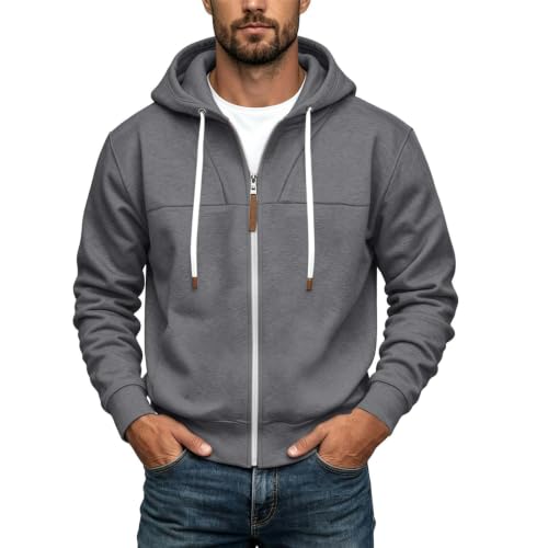 Mens Full Zip Hoodies Fashion Fleece Drawstring Hooded Sweatshirts Jackets - image 5