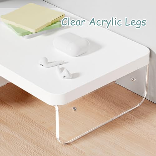 Support d'écran d'angle en bois et acrylique réhaussur de bureau en L - 6