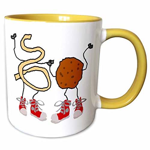 3dRose Funny Cute Spaghetti & Meatball Food 15oz Two-Tone Yellow Mug