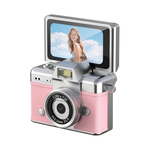 Cámara Digital Mini con Pantalla Flip 180° y Flash Rosa miniatura 1