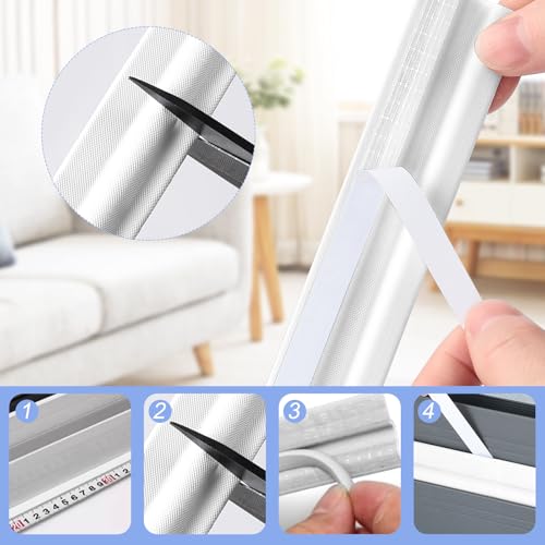 LOMUG Türdichtung Fenster Dichtungsband Selbstklebend, Schaumstoff Tür Dichtung Fensterabdichtung Türrahmen Dichtung,Zugluftstopper Tür Fenster Abdichten Door Seal (Weiß, 4M)