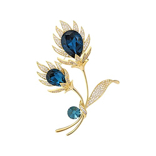 Joyas de flores azules de cobre con microincrustaciones para mujer