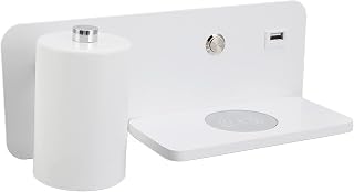 LED-Wandleuchten, an der Wand Montiertes Leselicht Am Bett mit Kabellosem 5-V-Ladegerät und USB-Ladeanschluss, Schaltertastensteuerung, Verstellbare, Drehbare Schlafzimmer-Wandleuchte(Weiß links)