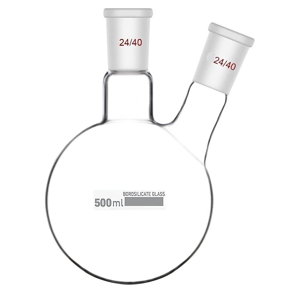 FZN 2 Neck Flat Bottom Flask 500 ML With Interchangeable Joint | Boiling Flask 500 Ml With 2 Neck | Pack of 1 |-image-48