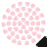 IANFAN 120 Pcs Valentine's Day Rose Quartz Heart Crystals Bulk, 0.8 Inch Heart Shaped Rocks Natural Pocket Polished Love Carved Healing Stones Worry Crystal with Flannel Bag for Women Gifts