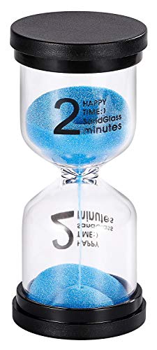 Sand Timer 2 Minute Hourglass Timer: Colorful Small Blue Sand Clock 2 Min, Plastic Hour Glass Sandglass Timer for Kids, Games, Decorative, Classroom, Kitchen, Toothbrush