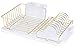 Buruis Dish Drying Rack, Gold Dish Drainer Organizer Includes Removable Drain Board and Utensil Holder, Large Capacity Metal Dish Racks for Kitchen (White)