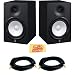 Yamaha HS8 Powered Studio Monitor Pair Bundle with Two Monitors, TRS Cables, and Austin Bazaar Polishing Cloth