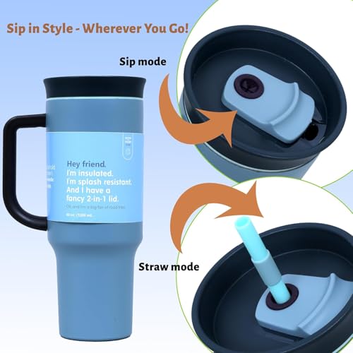Image of Stainless Steel 1200 ml Vacuum Tumbler with Lid & Straw - Double‑Wall Insulated Cup for Travel, Gym & Office - Keeps Beverages Hot or Cold - 1.2 L Capacity (Dolphin Gray)