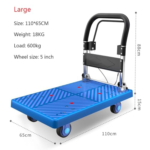 Carrito de plataforma plegable con freno de mano grande miniatura 2