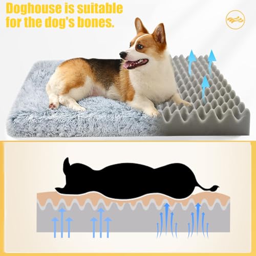 LuckyZoo77 Hundebett Waschbar 50x40cm – Flauschiges Hundekissen mit weicher Polsterung, rutschfest, für kleine Hunde & Katzen, Ombré-Grau