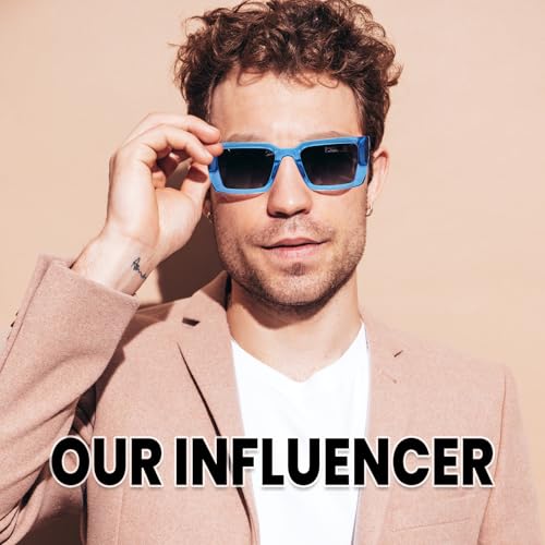 DUCO Rectangle Sunglasses for Men Women Retro Vintage Sun Glasses Acetate Frame 90s Sunglasses UV400 Protection DC23462