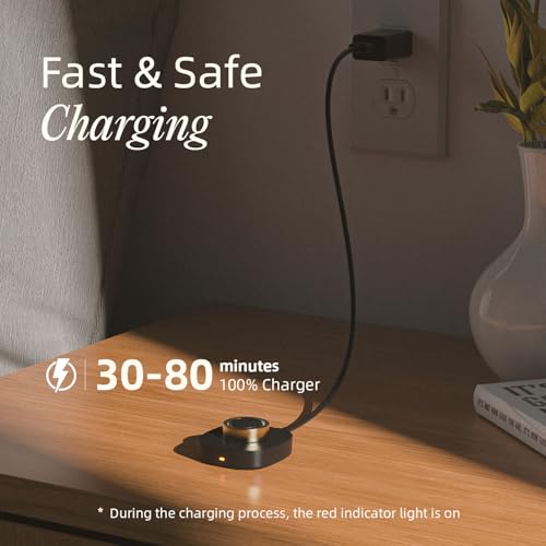 Compatible with Oura Ring Gen3 Charger Size 6, Fast and Safe Charging Dock with USB-C Cable, Travel-Friendly Design for Smart Ring (Black) - Thumbnail 5