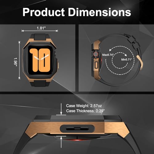 Image of Luxury Metal Case with Band Compatible for Apple Watch 44mm 45mm 46mm 49mm,Men Rugged Protective Bumper Cover with Soft Silicone Strap for iWatch Series 11 /10 /9 /8 /7 /6 /SE3 /SE2 /SE /5 /4 and Ultra 3 /2 /1 49mm