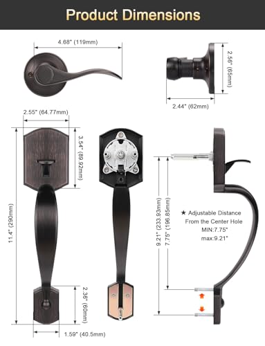 Image of Tinewa Camelot Trim Lower Half Handleset, Oil Rubbed Bronze Finish, Upgated Entry Door Handle with Accent Wave Door Lever for Electronic Keypad with Drop Interior Left Handed Lever