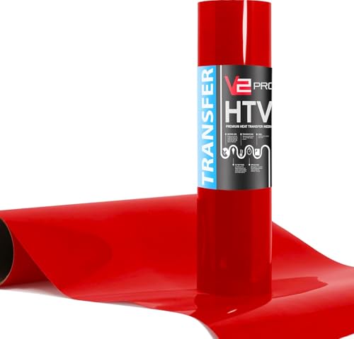 Film vinyle transfert thermique HTV rouge V2 Pro en rouleau de 12" x 120" pour textile