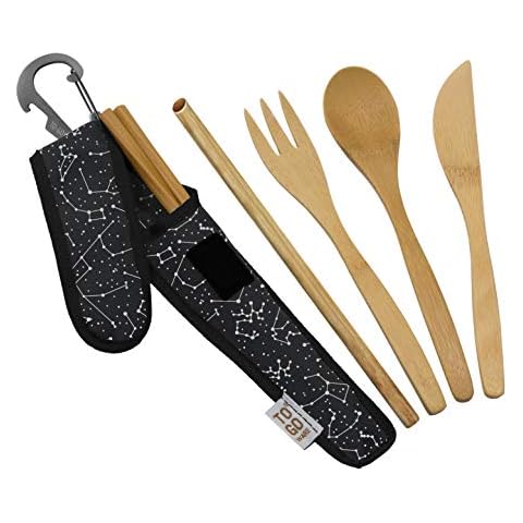 TO GO WARE Premium Reusable Bamboo Utensil Travel Set | Includes Fork, Knife, Spoon, Chopsticks, & Carabiner Clip | Made from Sustainable Materials | Eco-Conscious | Constellation (Pack of 1) Cover