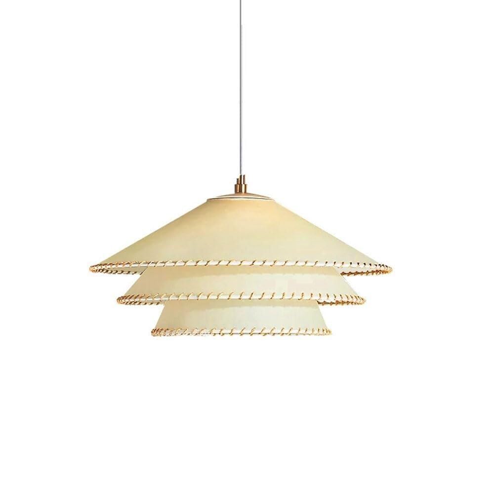 Lampe suspendue d'art zen japonais lustre wabi-sabi style crème