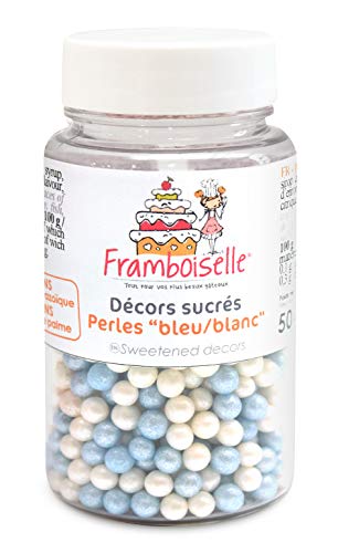 Framboiselle Pots Décors Sucrés Perles Bleu/Blanc 50 g