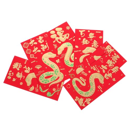 CHICAMPERA 6個 新 年 赤 封筒 ラッキー お金 赤 ポケット 紅 宝 2025 中国 新 年