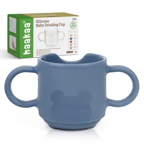 Image of haakaa Silicone Toddler Cups, BPA Free Drop-Proof Training Cups for Baby 6 Months+, 5 Ounce (Bluestone)