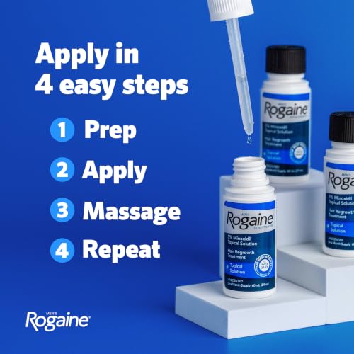 Men's Rogaine Extra Strength 5% Minoxidil Topical Solution, 3 x 2 fl. oz | Hair Loss & Regrowth Topical Treatment for Men, Unscented, Follicle Booster Liquid, 3-Month Supply - image 6