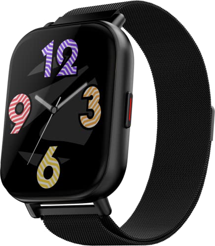 Image of ZEBRONICS Zeb-FIT5220CH Smart Fitness Watch, 2.5D Curved Glass 4.4cm Large Square Display, Metal Body, Dual Menu UI, 7-Day Data Storage, 8 Sports Mode, SpO2, BP & HR Monitor, (Black Metal)