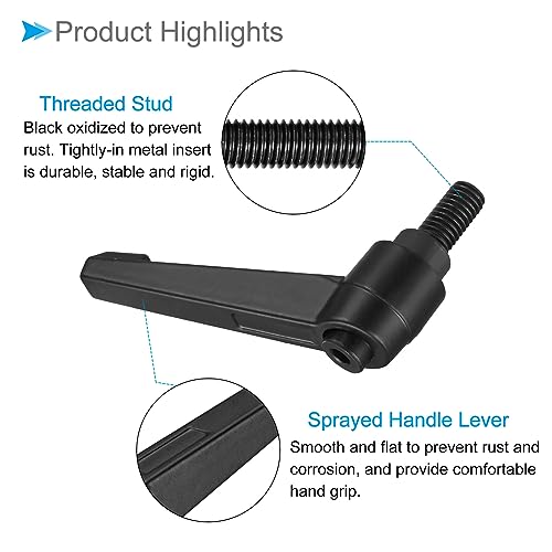 Image of Clamping Lever Handles, M8 x 15mm Male Thread, Adjustable Quick Release Locking Rotating Bolt Knobs Black - (Applications: for Lathe Machinery), 3-Pieces
