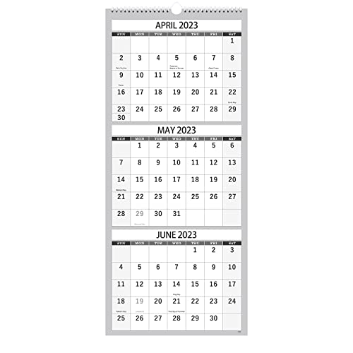 2023-2024 Wall Calendar – Apr.2023 - Jul.2024, 3 Month Calendar Vertical Display, 3-Month Wall Calendar 2023-2024, 11" X 26", Large Monthly Calendar, Lay- Flat, Holidays, Blocks, Perfect For Planning #TOP14