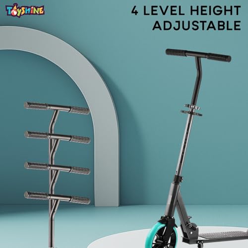 Image of Toyshine Rhino 2 Wheel Runner Scooter with Anti Slip ABS Base Big Wheels Height Adjustable Handlebar Foldable Max Load 50kg for Boys and Girls Ages 5 and Above - Grey