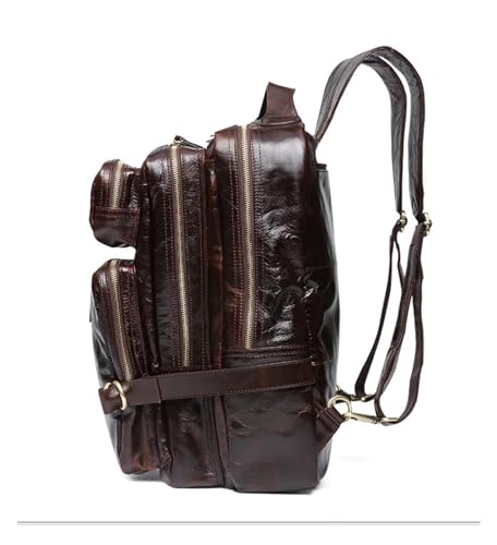 Sac à dos en cuir véritable marron café pour hommes idéal voyage