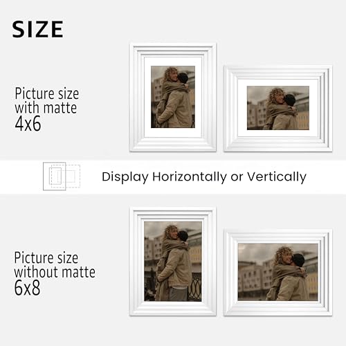 Image of Art Street Luxury Photo Frame for living room, Modern Step Design Photo Frames for Photograph, Art Work, Kids Room Set of 6 (6x8 Inch, White)