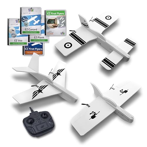 Flite Test EZ First Flyers STEM RC Model Aircraft Kit, 3 Planes, Remote Control, Instruction Guides