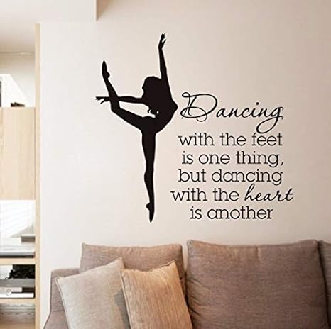 Amazon Co Jp Dalxsh エレガントなバレエダンサー 壁ステッカー ダンサー 学校 女の子 寝室 装飾 引用句 ダンシング 壁デカール リビングルーム 装飾 56x59cm ホーム キッチン