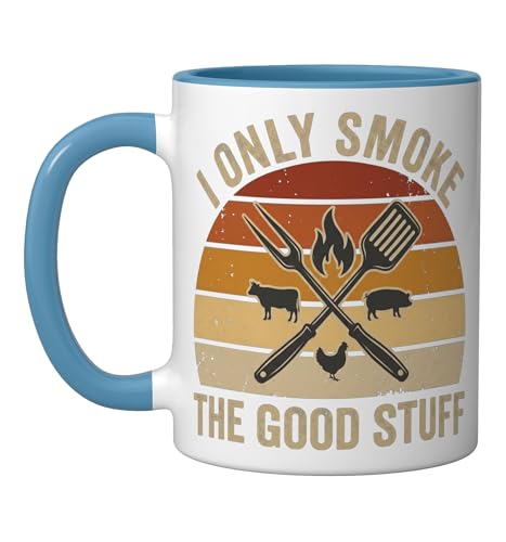 I Only Smoke Good Stuff BBQ Mug Blue/White