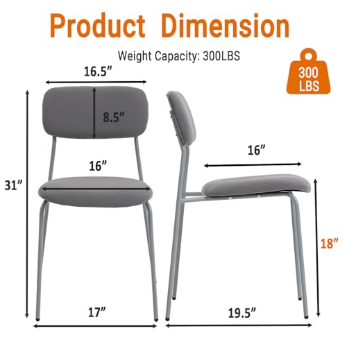 Image of Sidanli Reception Chair Set of 4, Stackable Waiting Room Seating for Office, Lobby, and Guest Use, Grey