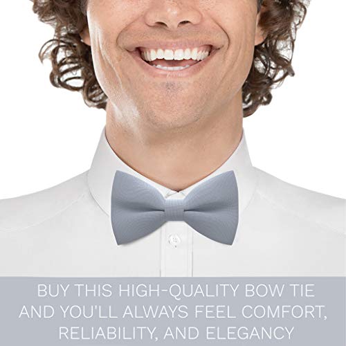 Bow Tie House Men's Classic Pre-Tied Bow Tie Formal Solid Tuxedo (Large, Cloud Grey) #TOP4